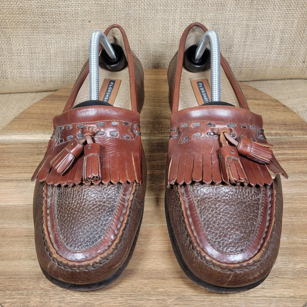 Florsheim Tassel Loafers Mens Size 10.5 D Brown 2‎ Tone Leather Dress Shoes